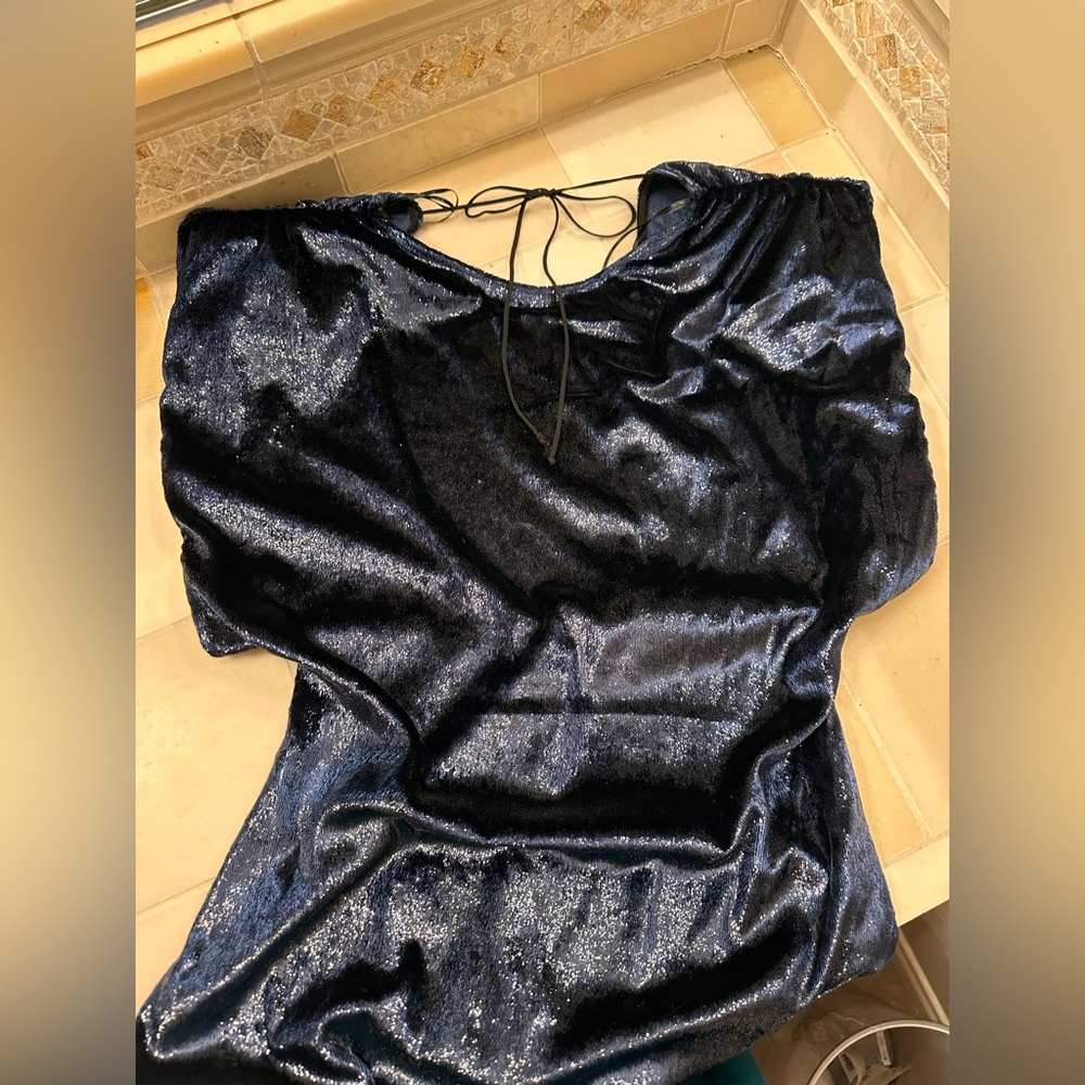 Zara Midnight Blue Velvet Midi Dress - Picture 4 of 6